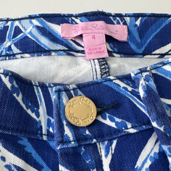 Lilly Pulitzer South Ocean Blue and White Ankle Cropped Jeans - Picture 6 of 15